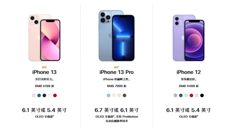 iphone13参数价格对比 苹果13/13pro/13promax详细配置对比区别